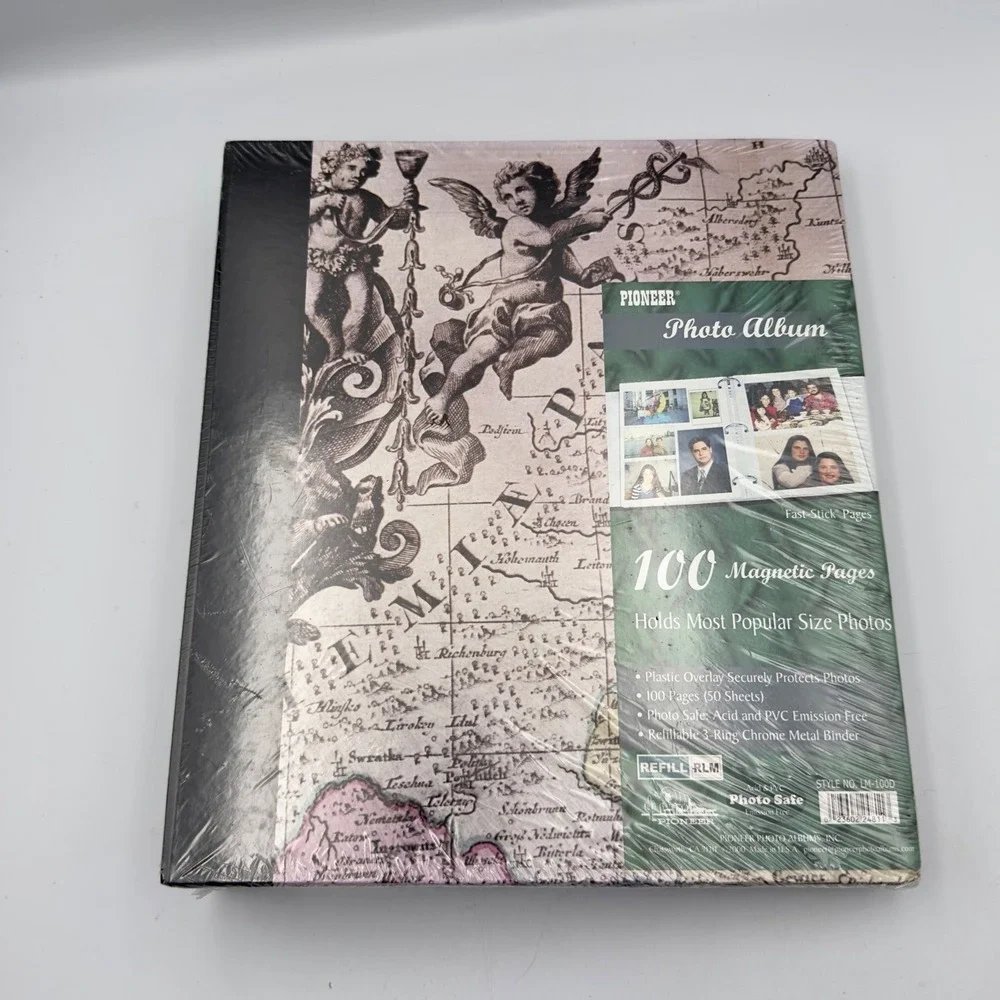 Pioneer Vintage Map Cherub‎ Magnetic Photo Album 100 Pages 3-Ring Binder LM-100D